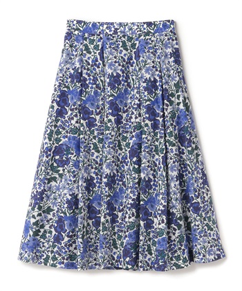 リバティプリントフレアスカート(ブルー-9号)