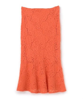 【TIME SALE】レース柄フェザースカート(オレンジ-9号)