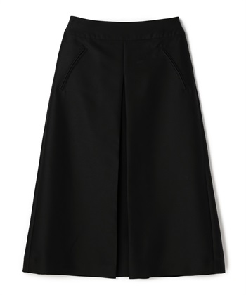 シルク混二重織プリーツ入りスカート(ブラック-9号)