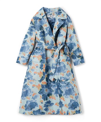 フラワー柄ロングコート(ネイビー-9号)