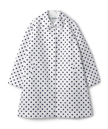 ポリエステルタフタコート(ホワイト×ネイビードット-9号)