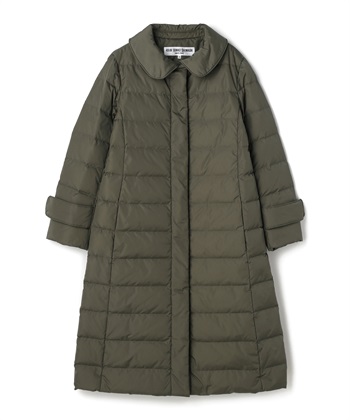 丸襟ロング丈ダウンコート(カーキ-9号)