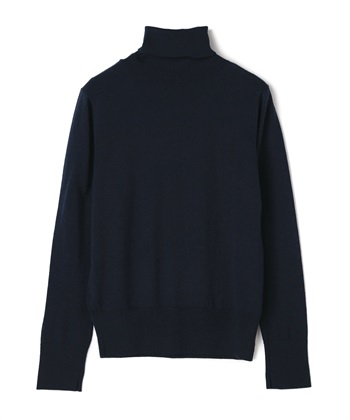 シルク混タートルネックニット(ネイビー-9号)