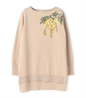 ウィステリア刺繍ニットプルオーバー(ベージュ-9号)