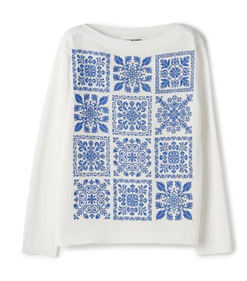 ブロック刺繍ニットプルオーバー(オフホワイト-9号)