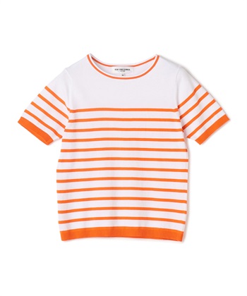 【WEB限定】イタリーコットン半袖ニットトップス(オレンジ-9号)