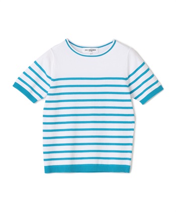 【WEB限定】イタリーコットン半袖ニットトップス(ターコイズ-9号)