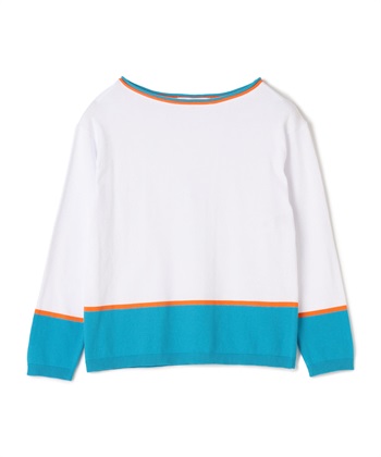 【WEB限定】イタリーコットン配色ニットプルオーバー(オフホワイト-9号)