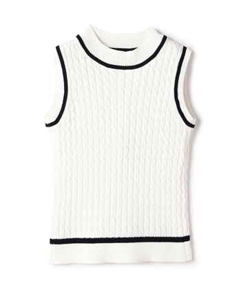 【TIME SALE】ケーブルニットノースリーブトップス(ホワイト-9号)