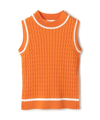 【TIME SALE】ケーブルニットノースリーブトップス(オレンジ-9号)