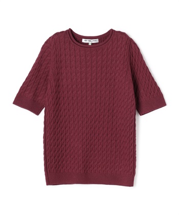 【TIME SALE】編地ウールニットプルオーバー(ボルドー-9号)