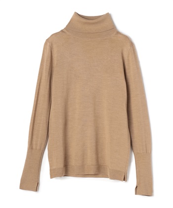 ハイネックウールニットプルオーバー(キャメル-9号)