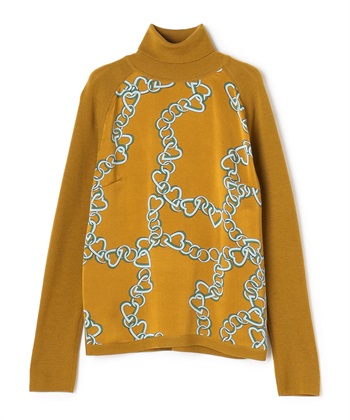 【TIME SALE】ハートチェーン切替ハイネックプルオーバー(キャメル-9号)