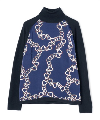 【TIME SALE】ハートチェーン切替ハイネックプルオーバー(ネイビー-9号)