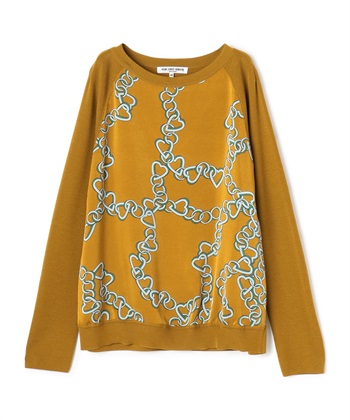 【TIME SALE】ハートチェーン切替ラウンドネックプルオーバー(キャメル-9号)