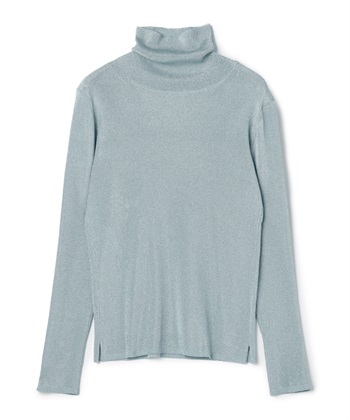 タートルネックラメニットプルオーバー(サックス-9号)