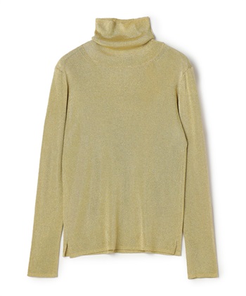 タートルネックラメニットプルオーバー(ゴールド-9号)