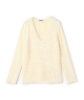 シャギーニットVネックトップス(オフホワイト-9号)