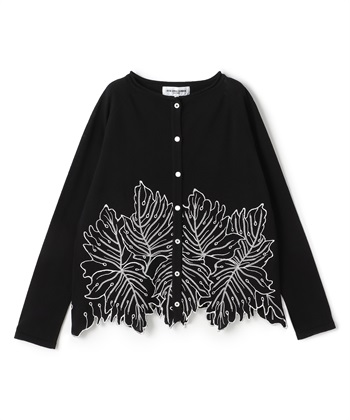 リーフ柄刺繍カーディガン(ブラック-9号)