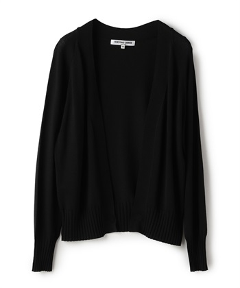 リブ切り替えニットカーディガン(ブラック-9号)