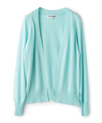 リブ切り替えニットカーディガン(ブルー-9号)