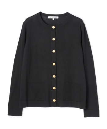 クルーネックウールニットカーディガン(ブラック-9号)