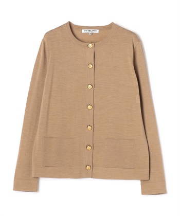 クルーネックウールニットカーディガン(キャメル-9号)