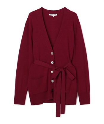 【CHRISTMAS SALE】インスピレーションエコベーシックベルテッドカーディガン(ボルドー-9号)