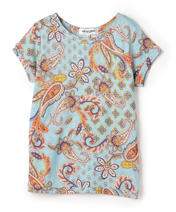 ペーズリープリント半袖Tシャツ(ブルー-9号)