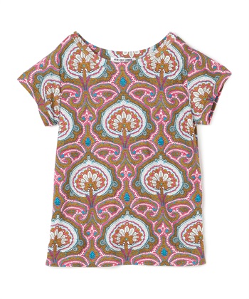 【TIME SALE】オリエンタル柄半袖プルオーバーブラウス(ピンク-9号)