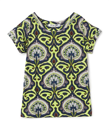 【TIME SALE】オリエンタル柄半袖プルオーバーブラウス(グリーン-9号)