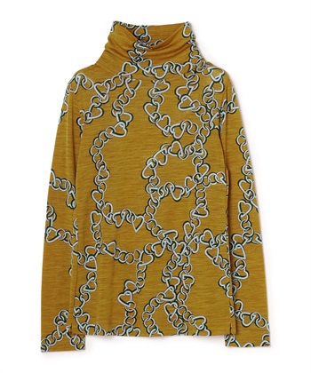 ハートチェーンプリントハイネックカットソー 49AV JUNKO SHIMADA