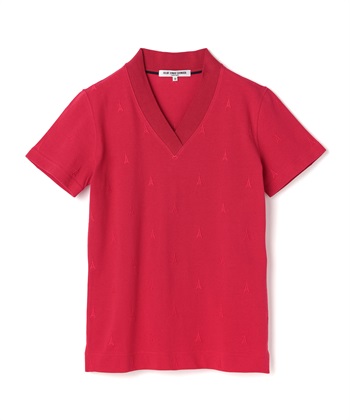 【TIME SALE】エッフェル刺しゅうVネックカットソー(レッド-9号)