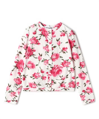 ローズ柄ジャージーカーディガン(オフホワイト-9号)