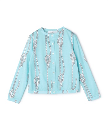 ロープ柄長袖カーディガン(ブルー-9号)