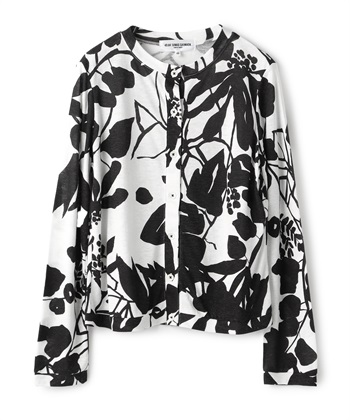 ボタニカルプリントカーディガン(ブラック-9号)