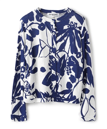 ボタニカルプリントカーディガン(ブルー-9号)