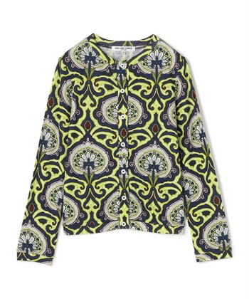 オリエンタル柄長袖ブラウス(グリーン-9号)