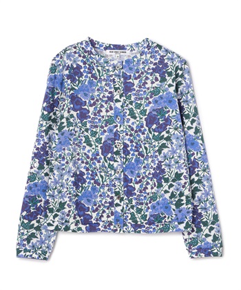 花柄コットンカーディガン(ブルー-9号)