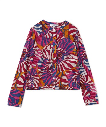 幾何学柄ブラウス(レッド-9号)