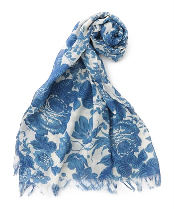 フラワープリントストール(オフホワイト-フリー)