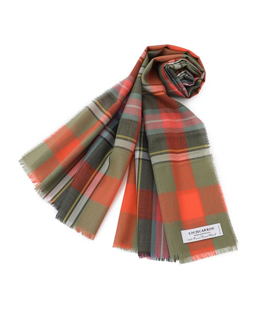 49AV JUNKO SHIMADA ロキャロンウールチェック柄ストール