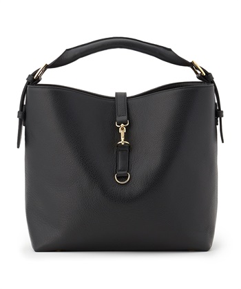 ベルト留めデザインハンドバッグ(ブラック-フリー)