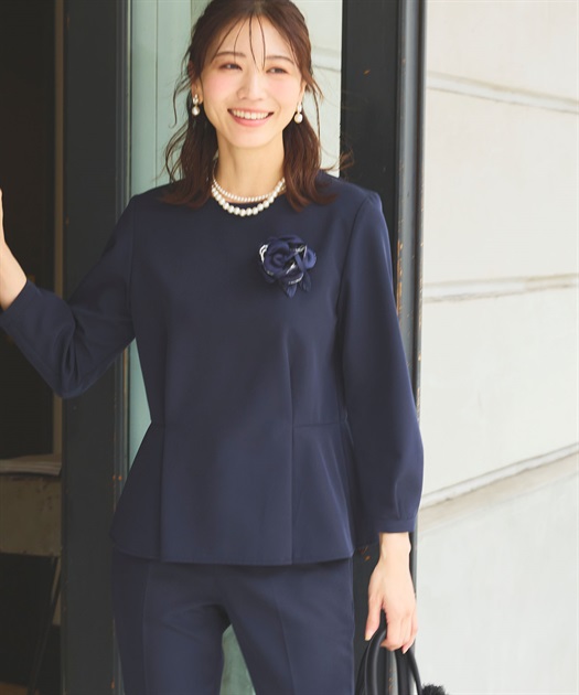 洗える・ストレッチ・シワになりにくい》正解 ペプラムブラウス【CF