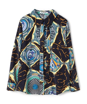 ラウンドプリントブラウス(ネイビー-9号)