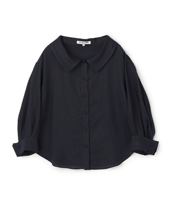 刺繍入りリネンブラウス(ネイビー-9号)