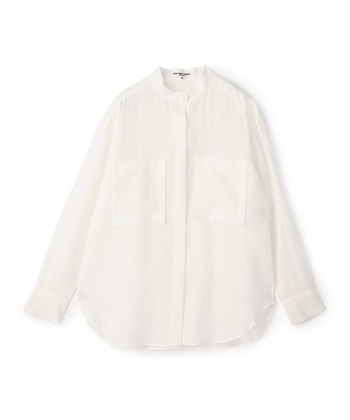 パットポケットバンドカラーシャツ(オフホワイト-9号)