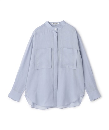 パットポケットバンドカラーシャツ(ブルー-9号)