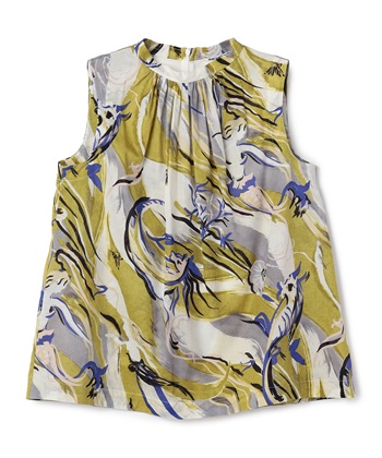 マーメイドプリントノースリーブブラウス(マスタード-9号)