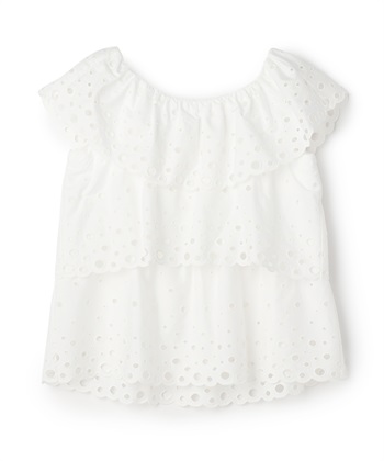 カットワークレースノースリーブブラウス(オフホワイト-9号)